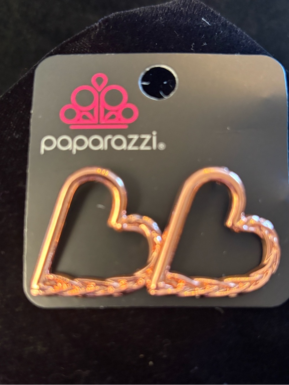 Paparazzi Rose-Copper Braided Heart Hoop Earrings